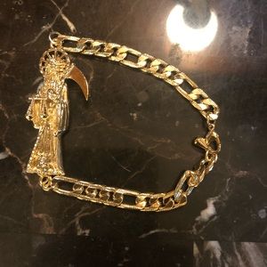 santa muerte bracelet / gold plated